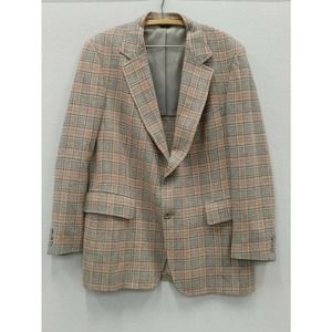 Vintage Pendleton Gray Plaid Wool Blazer Sport Coat Jacket 45 Lightweight